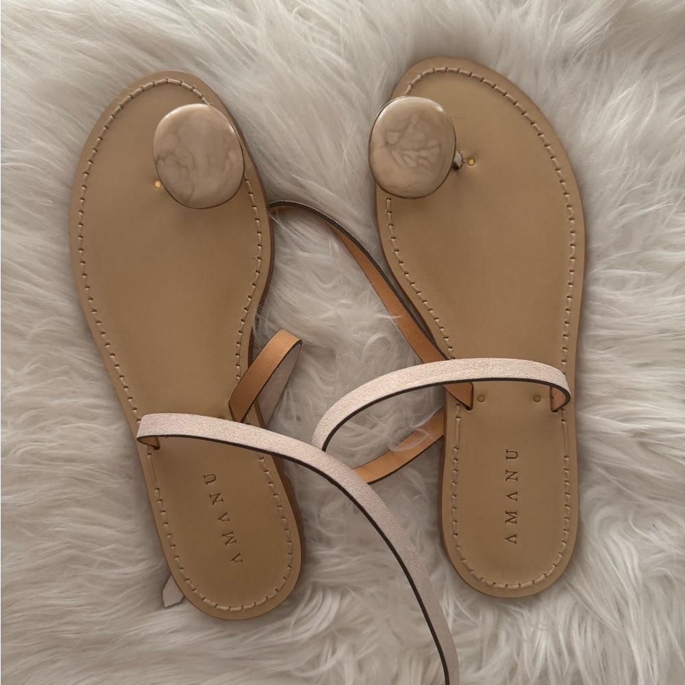 Amanu Kigali Embellished Suede Sandals in Beige - Picture 6 of 6
